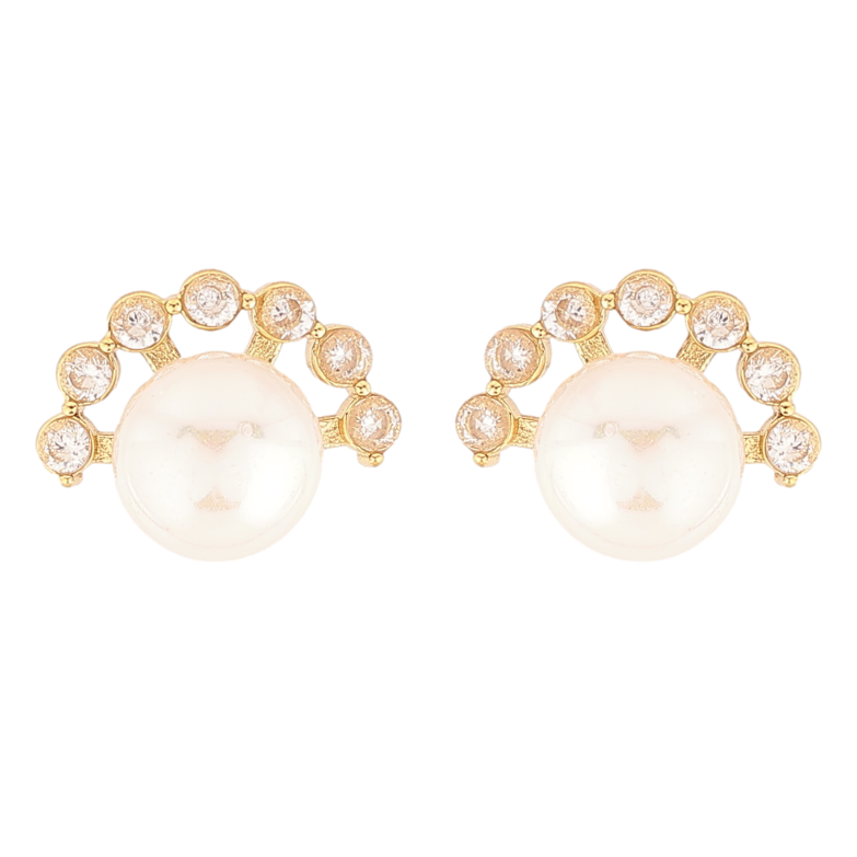 Сережки Нержавіюча сталь пусети "Перлини з кристалами" фото №7