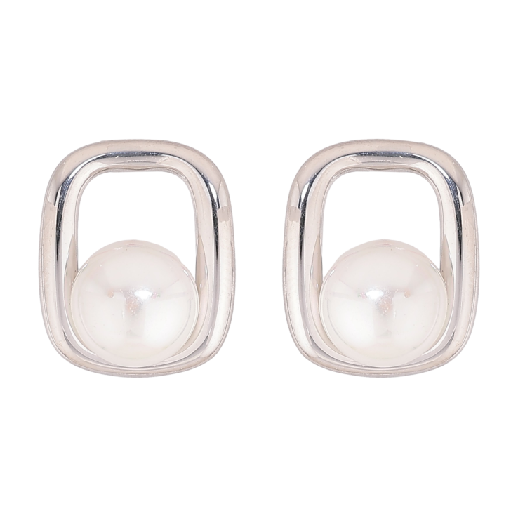 Сережки Нержавіюча сталь пусети "Візерунок з перлинами" фото №1