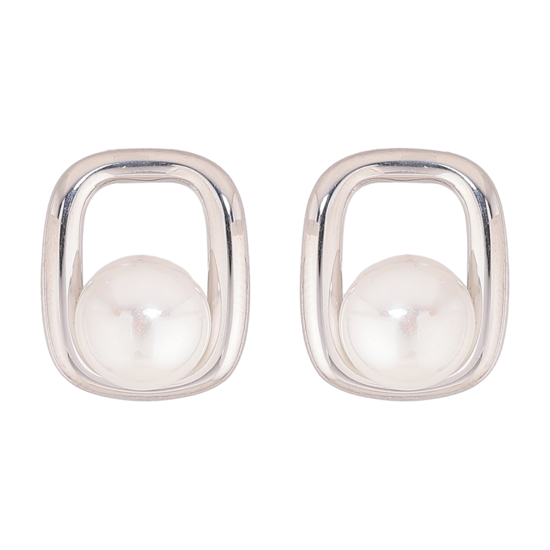 Сережки Нержавіюча сталь пусети "Візерунок з перлинами" фото №6