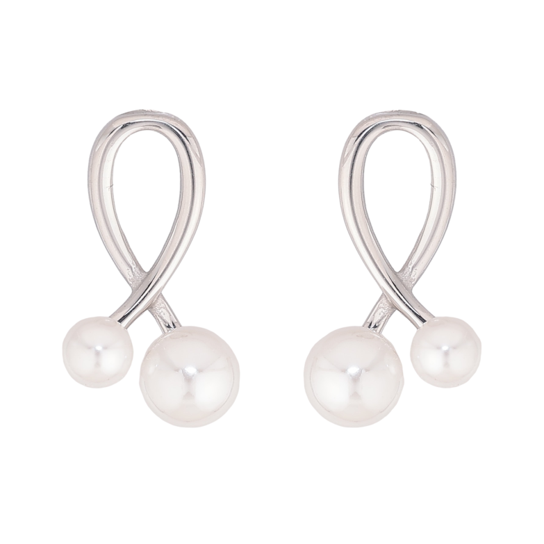 Сережки Нержавіюча сталь пусети "Петелі з перлинами" фото №8