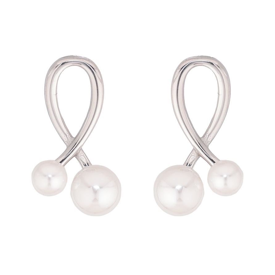 Сережки Нержавіюча сталь пусети "Петелі з перлинами" фото №1