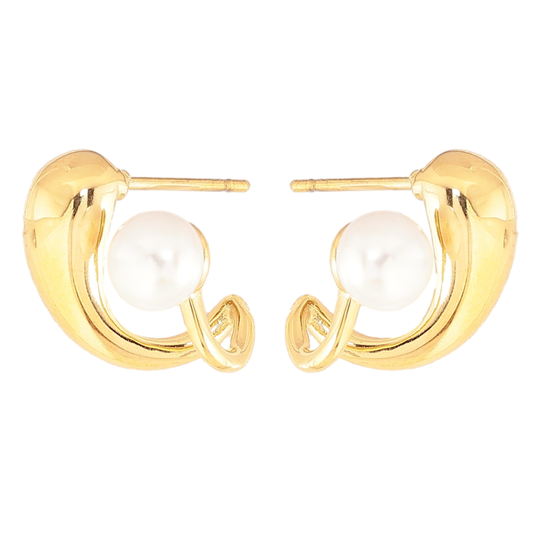 Сережки Нержавіюча сталь пусети "Візерунок з перлиною" фото №1 Сережки Нержавіюча сталь пусети "Візерунок з перлиною" фото №1