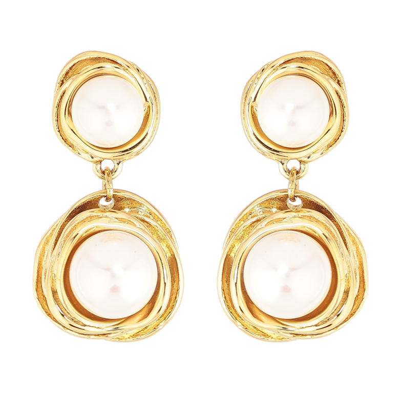 Серьги Нержавеющая сталь пусеты "Подвески с жемчужинами" фото №18