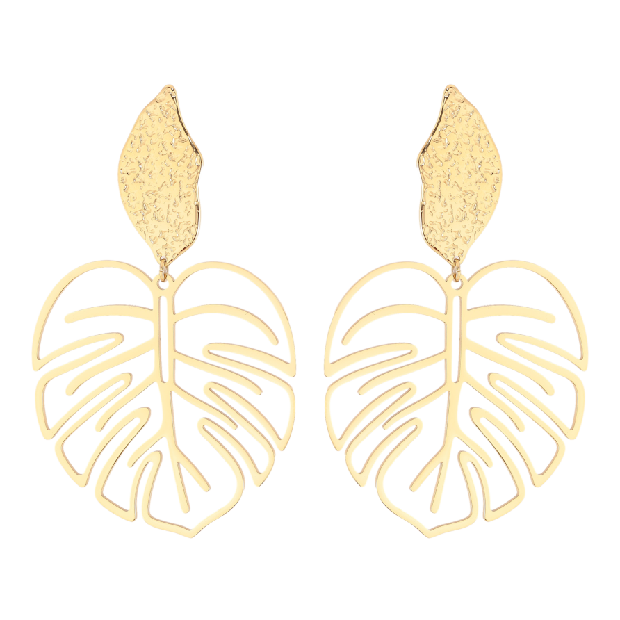 Сережки Нержавіюча сталь пусети "Великі підвіски листя" фото №1 Сережки Нержавіюча сталь пусети "Великі підвіски листя" фото №1