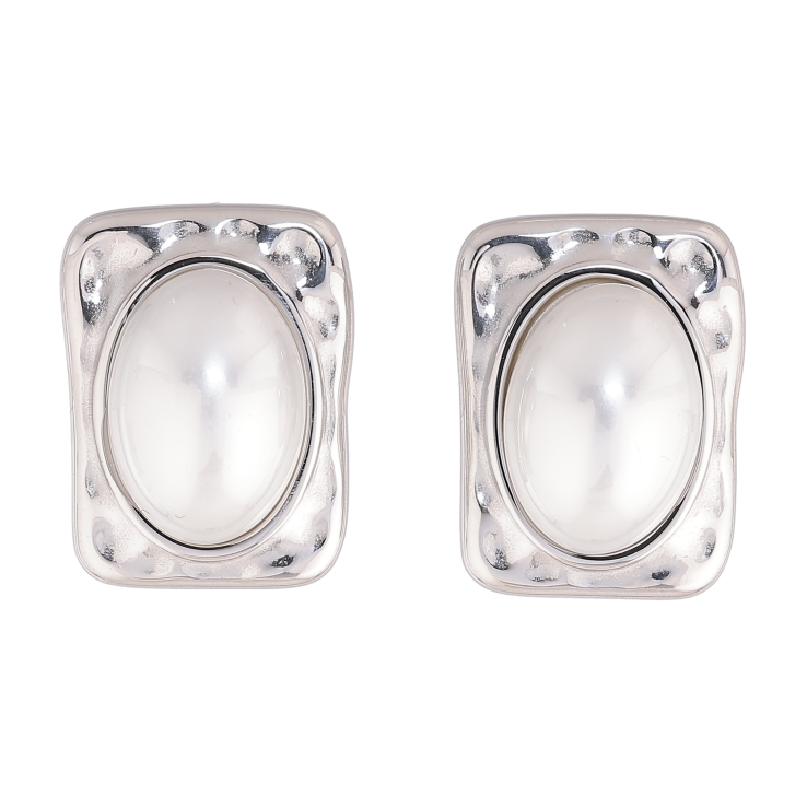 Сережки Нержавіюча сталь пусети "Візерунок з перлинними вставками" фото №16