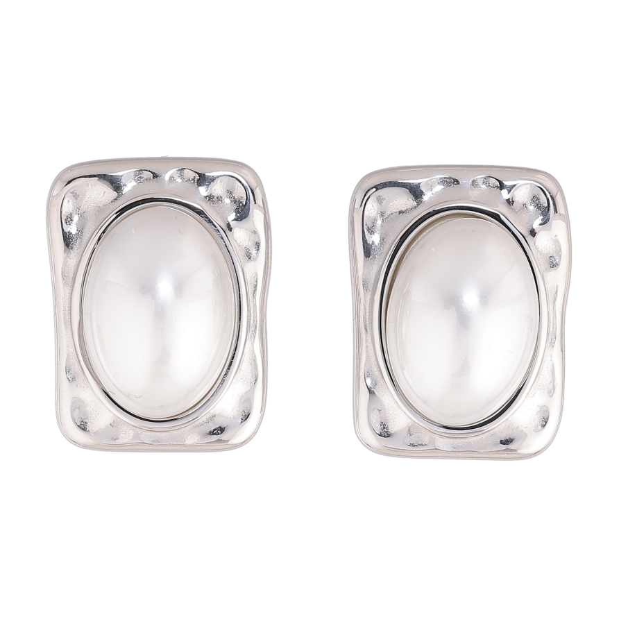 Сережки Нержавіюча сталь пусети "Візерунок з перлинними вставками" фото №1