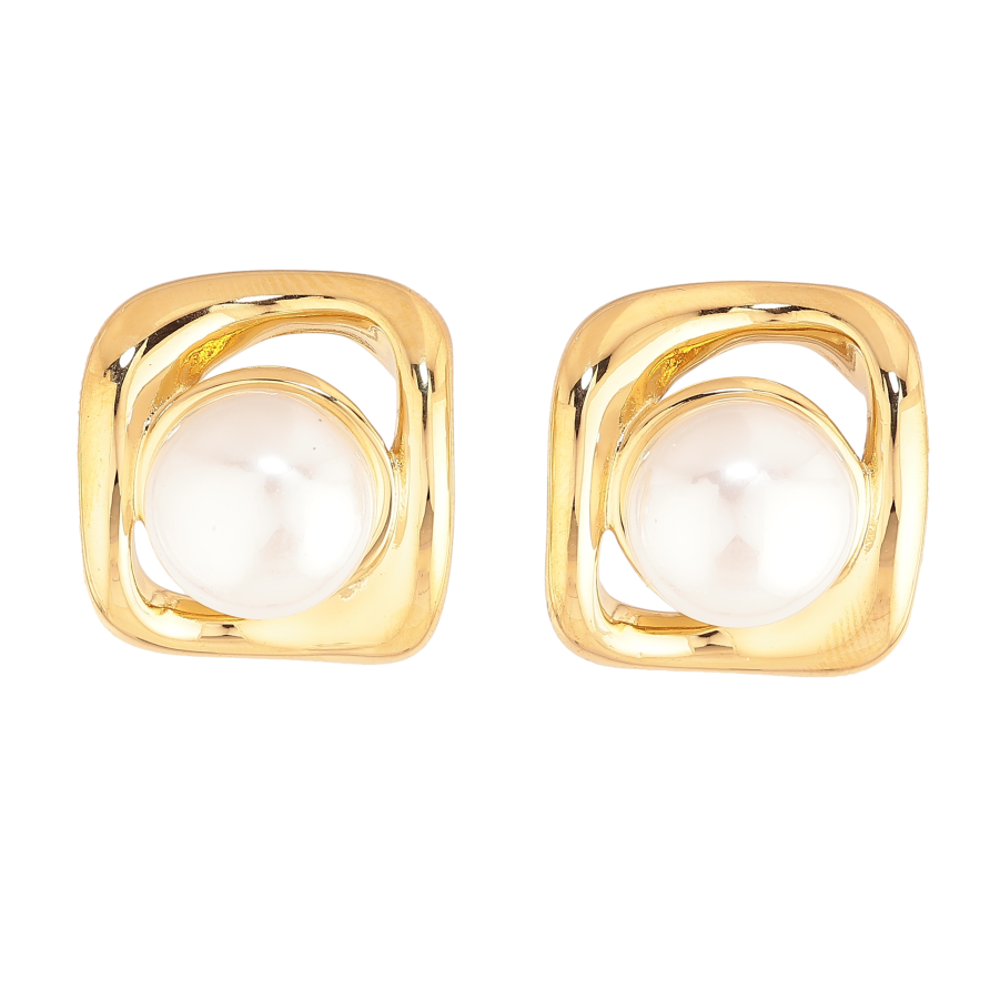 Сережки Нержавіюча сталь пусети "Візерунок з перлинами" фото №1 Сережки Нержавіюча сталь пусети "Візерунок з перлинами" фото №1