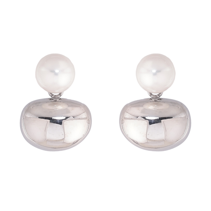 Сережки Нержавіюча сталь пусети "Візерунок з перлинами" фото №2