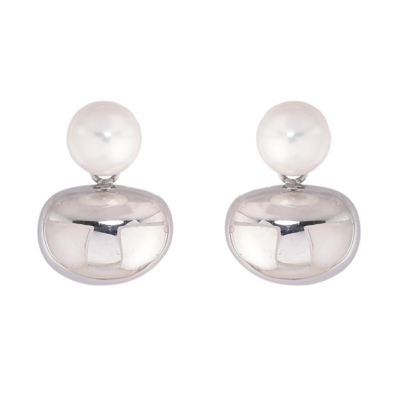 Сережки Нержавіюча сталь пусети "Візерунок з перлинами" фото №1