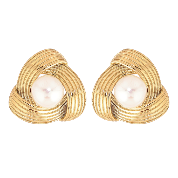 Сережки Нержавіюча сталь пусети "Візерунок з перлинами" фото №11 Сережки Нержавіюча сталь пусети "Візерунок з перлинами" фото №11