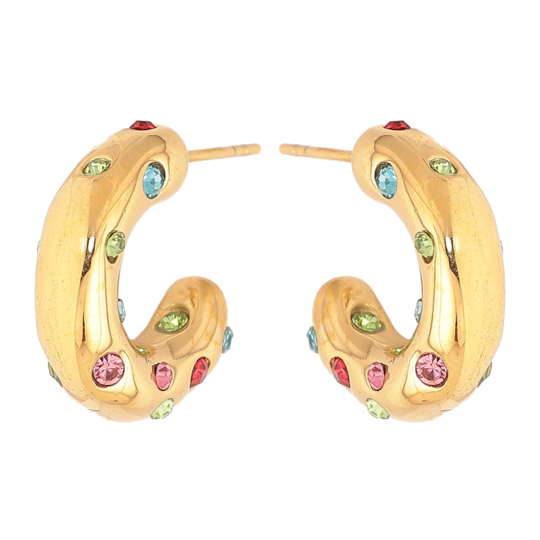 Сережки Нержавіюча сталь пусети "Дуги із вставками кольорових кристалів" фото №19 Сережки Нержавіюча сталь пусети "Дуги із вставками кольорових кристалів" фото №19