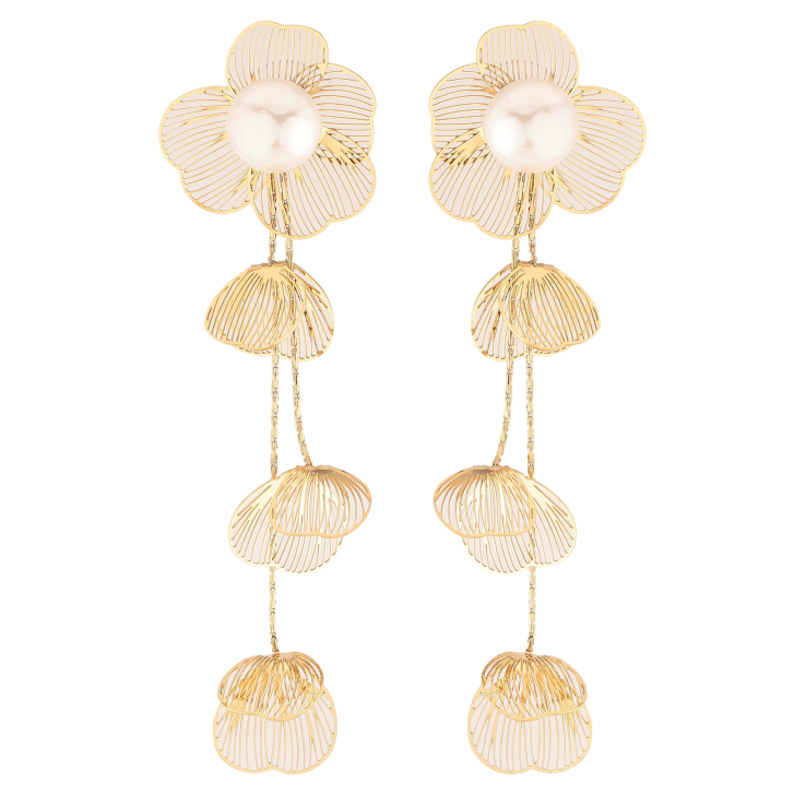 Сережки Нержавіюча сталь пусети "Квіткові підвіски з перлинами" фото №23 Сережки Нержавіюча сталь пусети "Квіткові підвіски з перлинами" фото №23