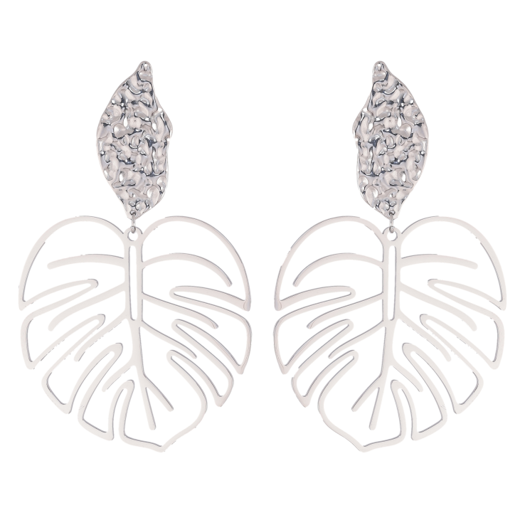 Сережки Нержавіюча сталь пусети "Великі підвіски листя" фото №20