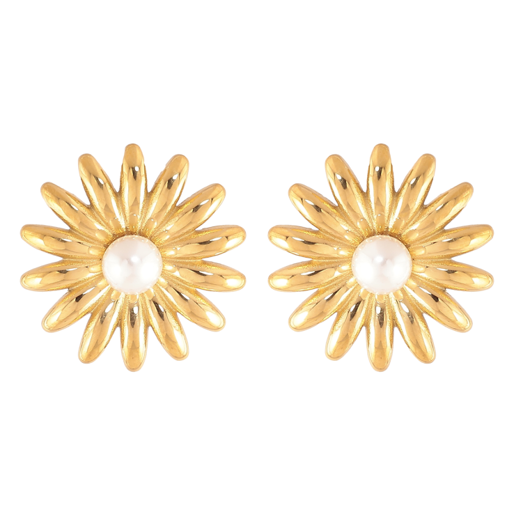 Сережки Нержавіюча сталь пусети "Зірки з перлинами" фото №10