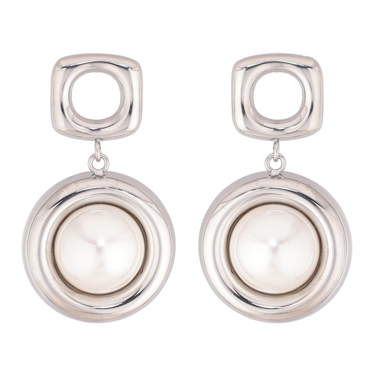 Серьги Нержавеющая сталь пусеты "Подвески с жемчужными вставками" фото №18