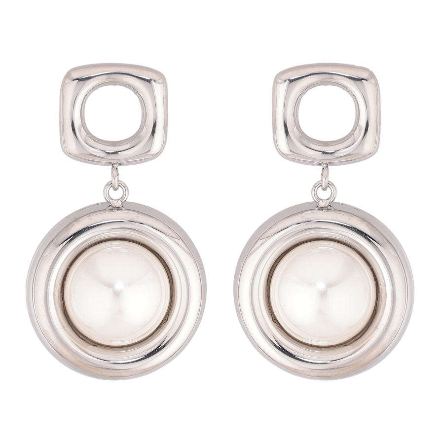 Серьги Нержавеющая сталь пусеты "Подвески с жемчужными вставками" фото №1