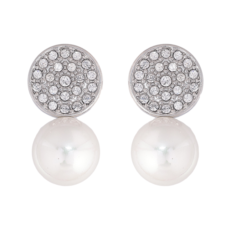 Сережки Нержавіюча сталь пусети "Візерунок з перлинами" фото №9