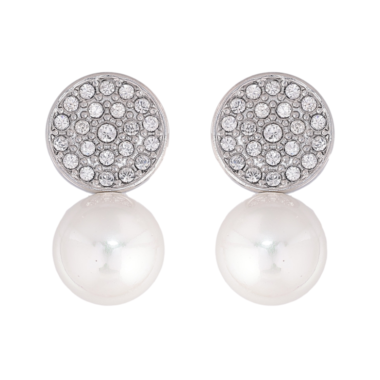 Сережки Нержавіюча сталь пусети "Візерунок з перлинами" фото №8