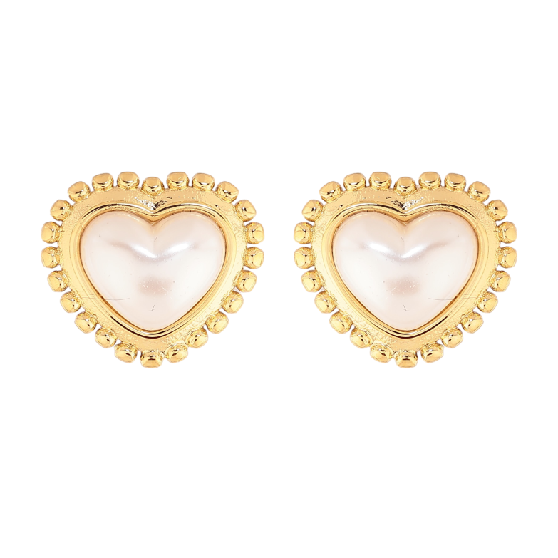 Серьги Нержавеющая сталь пусеты "Сердечки с жемчужинами" фото №1 Серьги Нержавеющая сталь пусеты "Сердечки с жемчужинами" фото №1