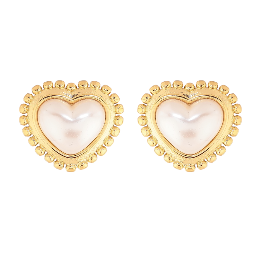 Сережки Нержавіюча сталь пусети "Сердечки з перлинами" фото №1 Сережки Нержавіюча сталь пусети "Сердечки з перлинами" фото №1