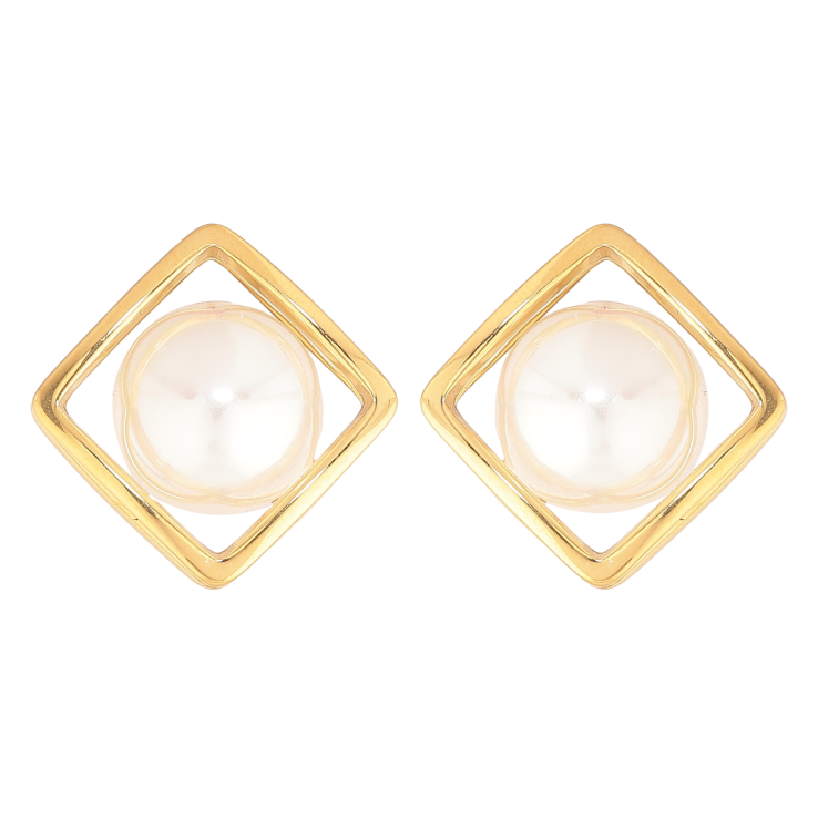 Сережки Нержавіюча сталь пусети "Ромби з перлинами" фото №8 Сережки Нержавіюча сталь пусети "Ромби з перлинами" фото №8