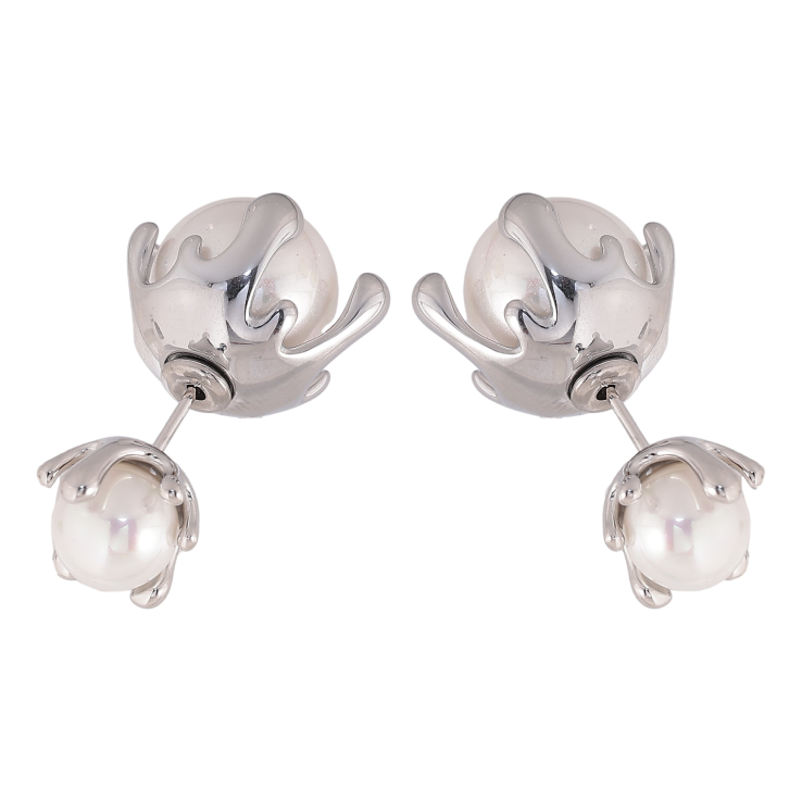Серьги Нержавеющая сталь пусеты-джекеты "Жемчужные бутоны" фото №21