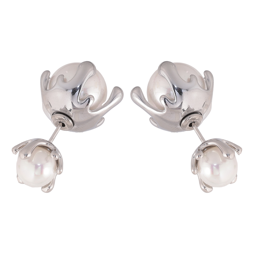 Серьги Нержавеющая сталь пусеты-джекеты "Жемчужные бутоны" фото №1