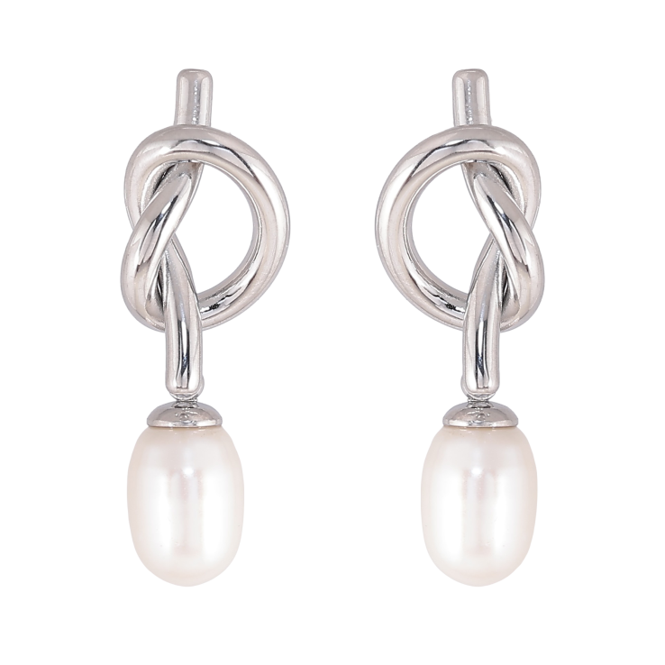 Серьги Нержавеющая сталь пусеты "Узелки с жемчужинами" фото №17