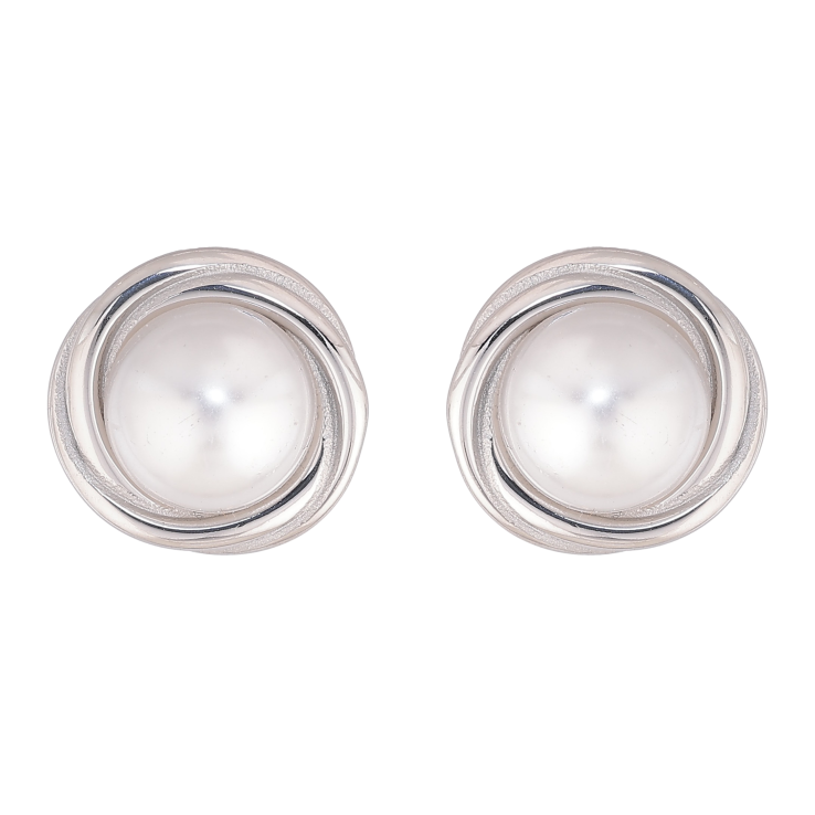 Серьги Нержавеющая сталь пусеты "Цветочки с жемчужинами" фото №7