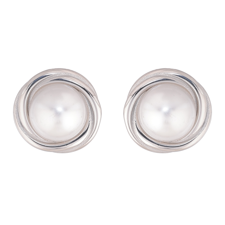 Серьги Нержавеющая сталь пусеты "Цветочки с жемчужинами" фото №1