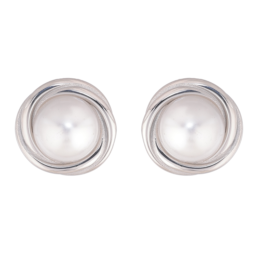 Серьги Нержавеющая сталь пусеты "Цветочки с жемчужинами" фото №1