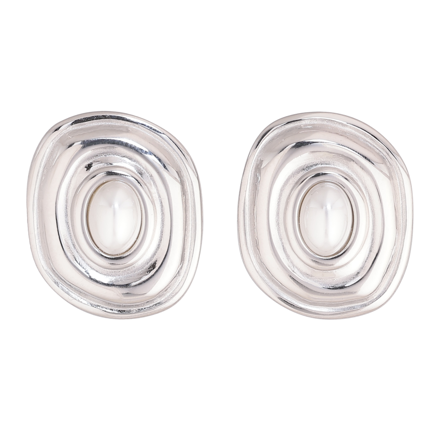 Серьги Нержавеющая сталь пусеты "Узор с жемчужинами" фото №1