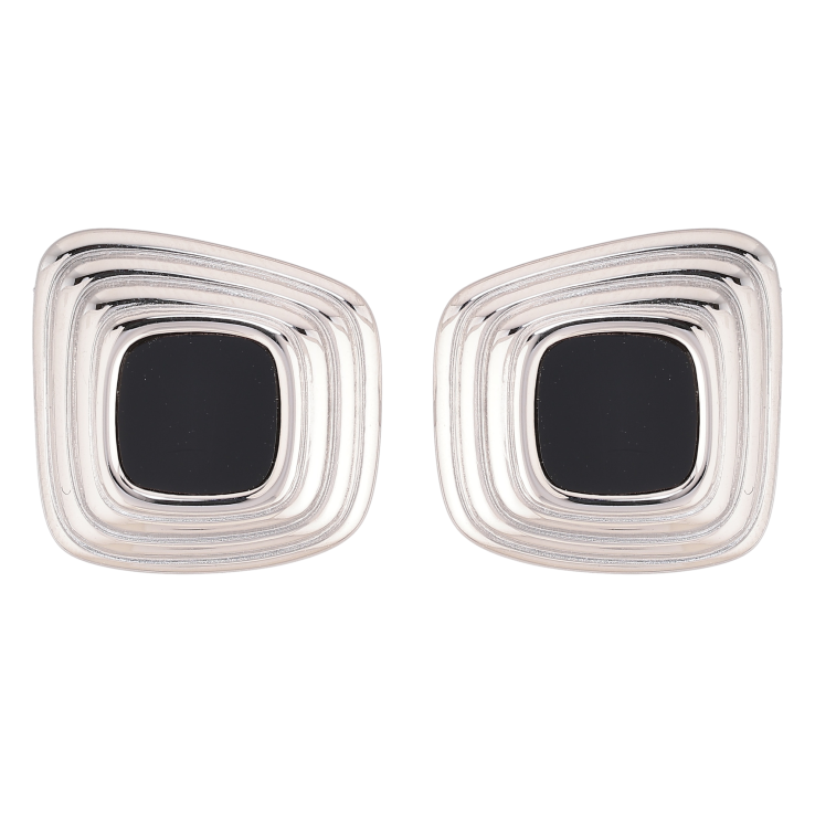 Сережки Нержавіюча сталь пусети "Візерунок з чорними вставками" фото №7