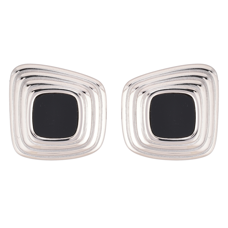 Серьги Нержавеющая сталь пусеты "Узор с черными вставками" фото №1