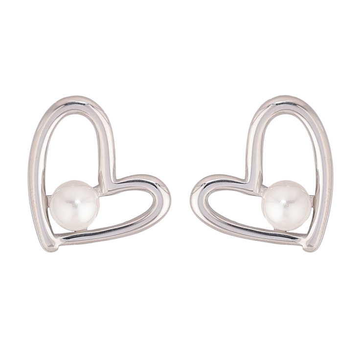 Серьги Нержавеющая сталь пусеты "Сердечки с жемчужинами" фото №24