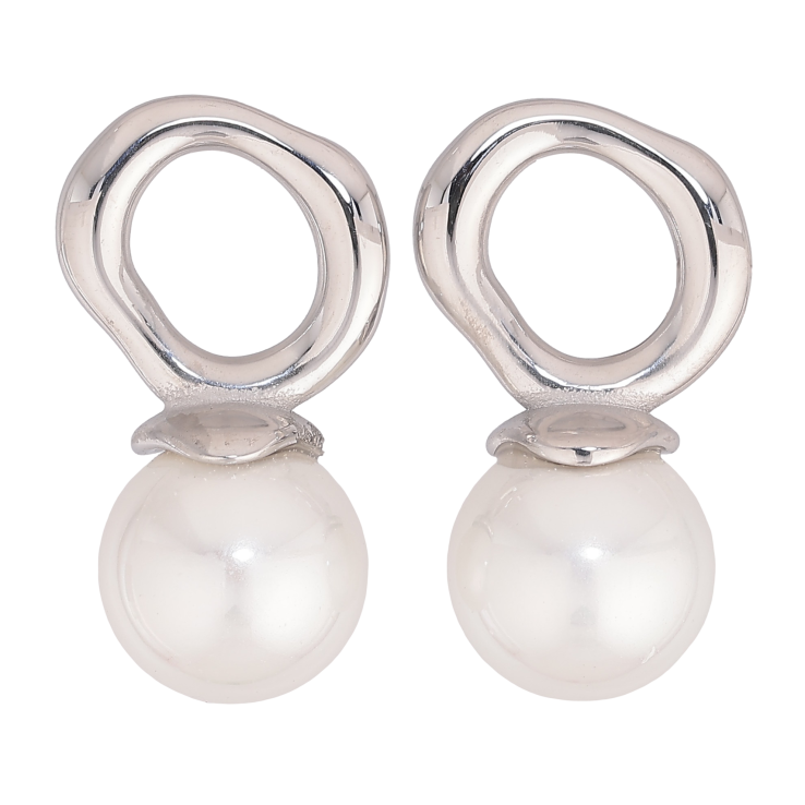 Серьги Нержавеющая сталь пусеты "Кольца с жемчужинами" фото №22