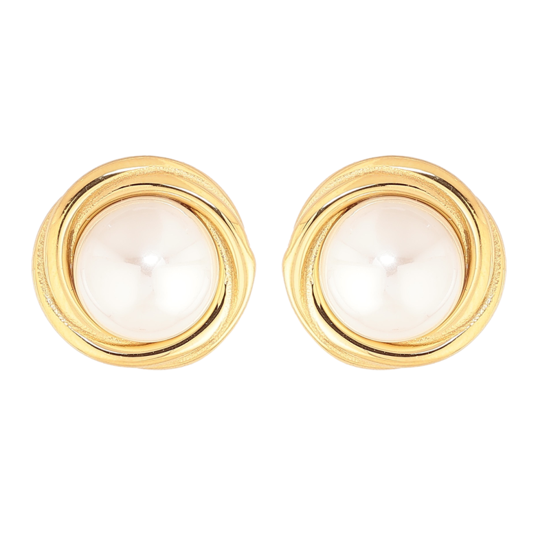 Сережки Нержавіюча сталь пусети "Візерунок з перлинами" фото №1 Сережки Нержавіюча сталь пусети "Візерунок з перлинами" фото №1