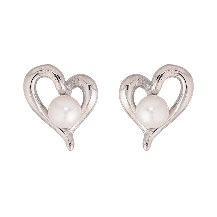Сережки Нержавіюча сталь пусети "Сердечки з перлинами" фото №9
