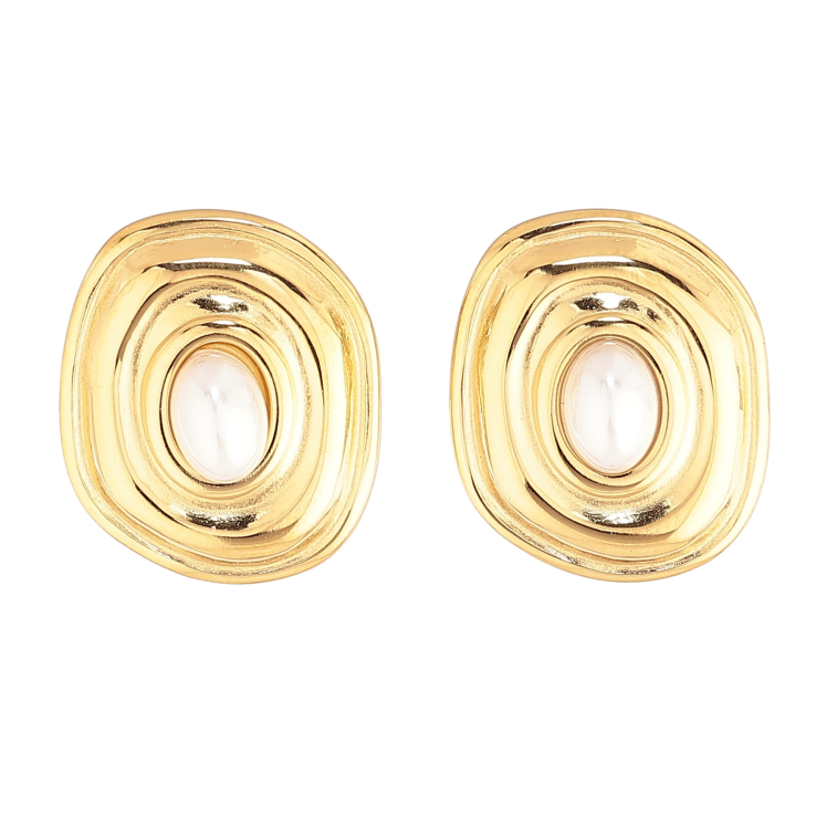 Сережки Нержавіюча сталь пусети "Овальні з перлинними вставками" фото №13