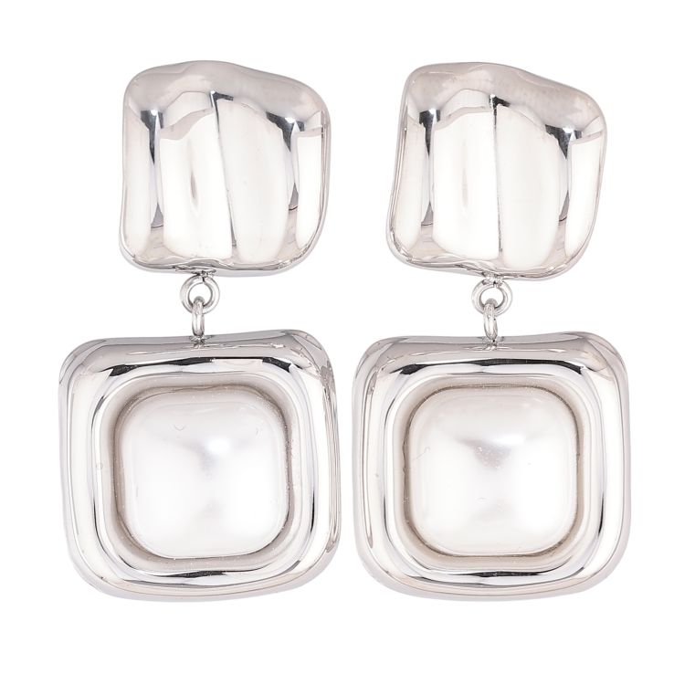 Серьги Нержавеющая сталь пусеты "Подвески с жемчужными вставками" фото №19