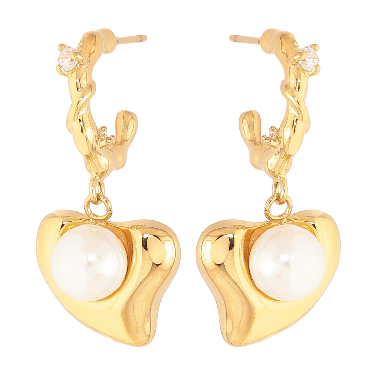 Сережки Нержавіюча сталь пусети "Сердечки з перлинами" фото №17 Сережки Нержавіюча сталь пусети "Сердечки з перлинами" фото №17