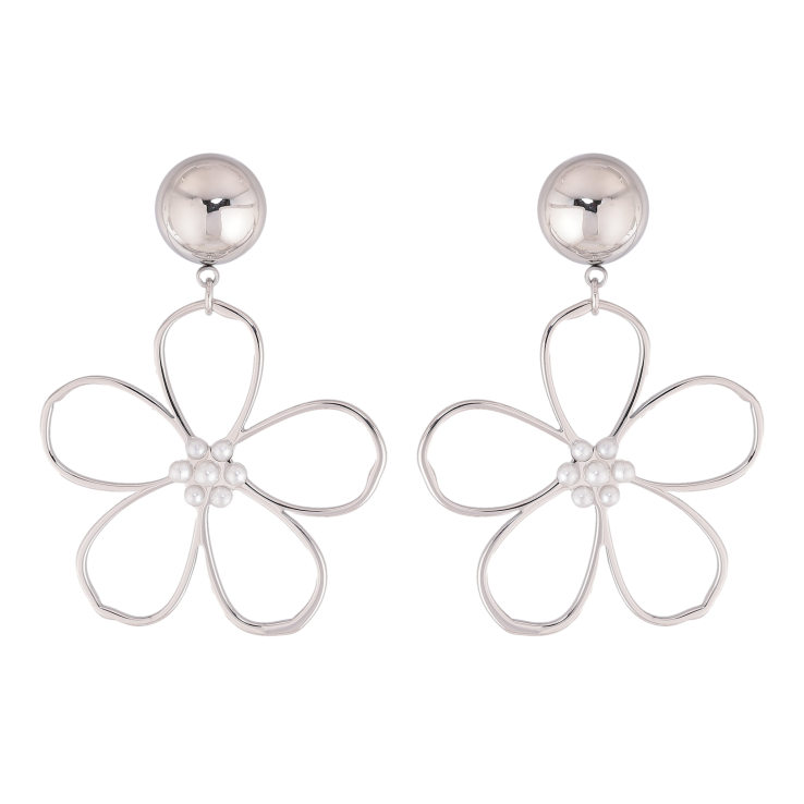 Серьги Нержавеющая сталь пусеты "Цветочные подвески" фото №20