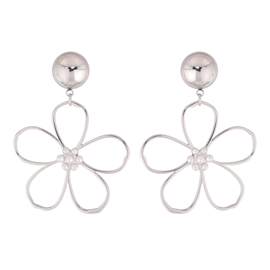 Серьги Нержавеющая сталь пусеты "Цветочные подвески" фото №1