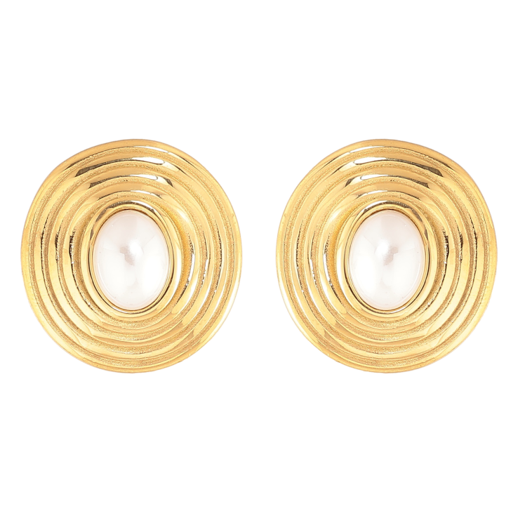 Сережки Нержавіюча сталь пусети "Візерунок з перлинами" фото №16