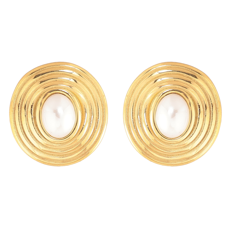 Сережки Нержавіюча сталь пусети "Візерунок з перлинами" фото №1 Сережки Нержавіюча сталь пусети "Візерунок з перлинами" фото №1