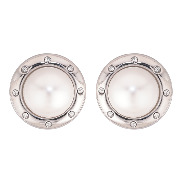 Серьги Нержавеющая сталь пусеты "Жемчужины в декоративной оправе" фото №14