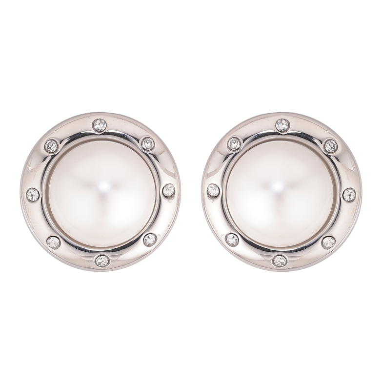 Серьги Нержавеющая сталь пусеты "Жемчужины в декоративной оправе" фото №1