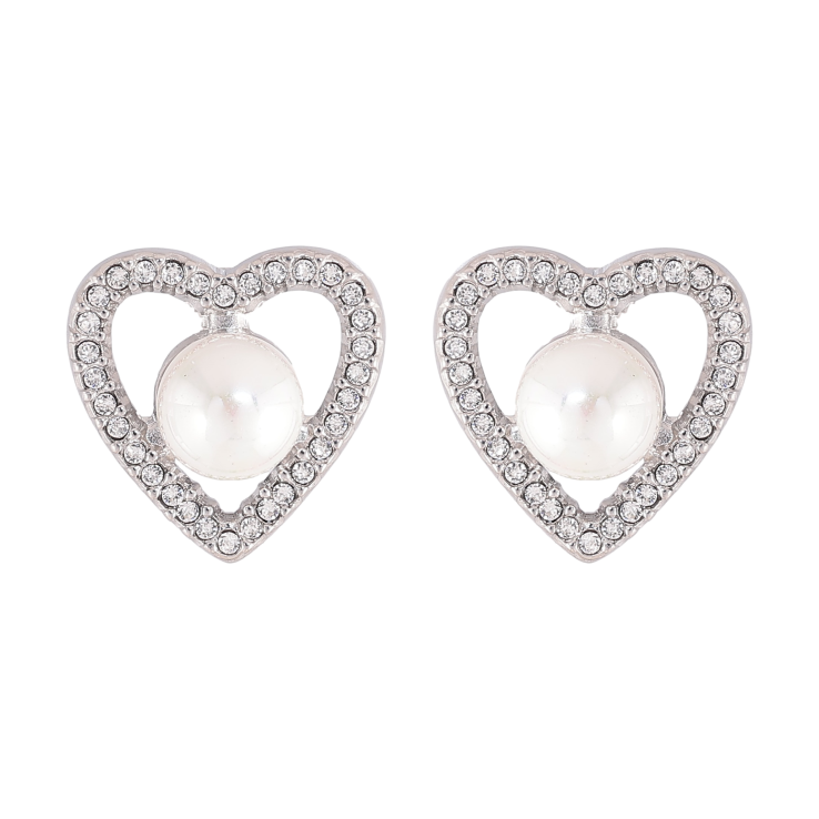 Серьги Нержавеющая сталь пусеты "Сердечки с жемчужинами" фото №10