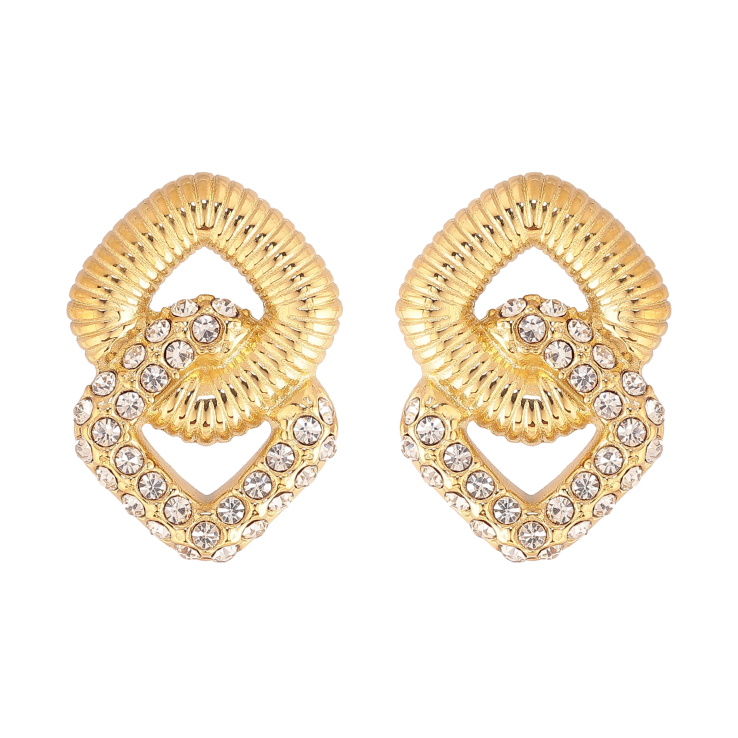 Сережки Нержавіюча сталь пусети "Ромбовий візерунок із кристалами" фото №5 Сережки Нержавіюча сталь пусети "Ромбовий візерунок із кристалами" фото №5