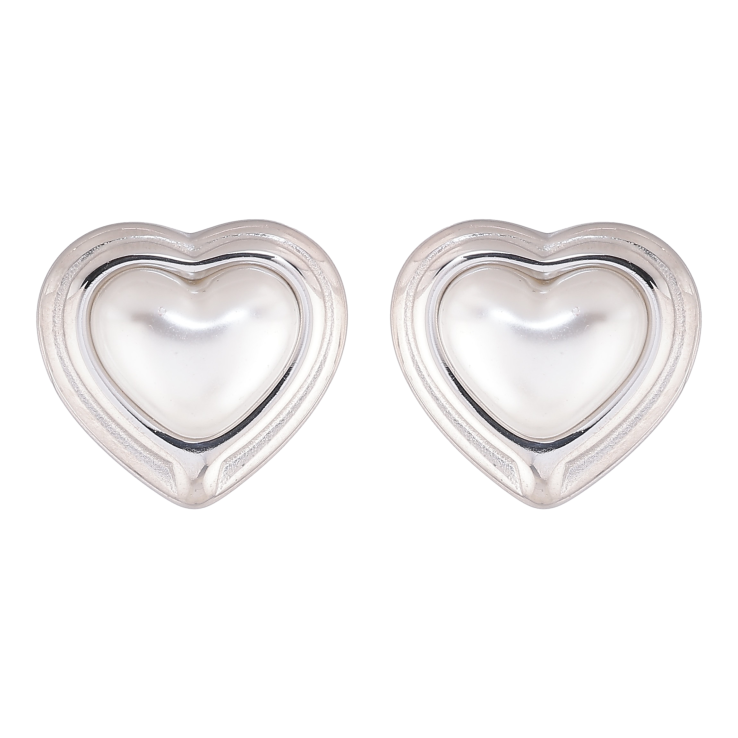 Серьги Нержавеющая сталь пусеты "Сердечки с жемчужными вставками" фото №25